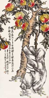 赵云壑 辛巳（1941年）作 桃寿图 轴